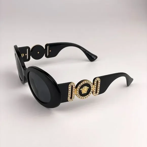 Versace VE4426BU GB1/87 Sunglasses MAXI MEDUSA BIGGIE Black Gray Oval Women - Picture 7 of 12